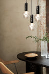 Kyoto 3 Drop Pendant light Black with smoked glass