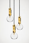 Kyoto 3 Drop Pendant light Brass with clear glass