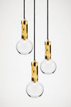 Kyoto 3 Drop Pendant light Brass with clear glass