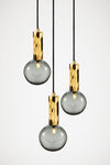 Kyoto 3 Drop Pendant light Brass with smoked glass