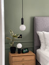 Kyoto Pendant light Black with white glass