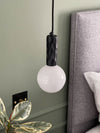 Kyoto Pendant light Black with white glass