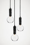 Kyoto 3 Drop Pendant light Black with clear glass