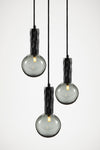 Kyoto 3 Drop Pendant light Black with smoked glass