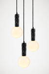 Kyoto 3 Drop Pendant light Black with white glass