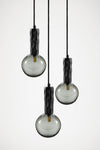 Kyoto 3 Drop Pendant light Black with smoked glass