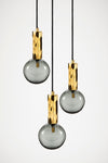 Kyoto 3 Drop Pendant light Brass with smoked glass